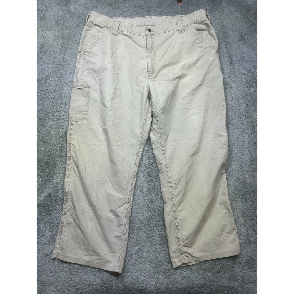 Carhartt Carpenter‎ Pants Men's 42x27 Beige Original Dungaree Fit B151 HEMMED